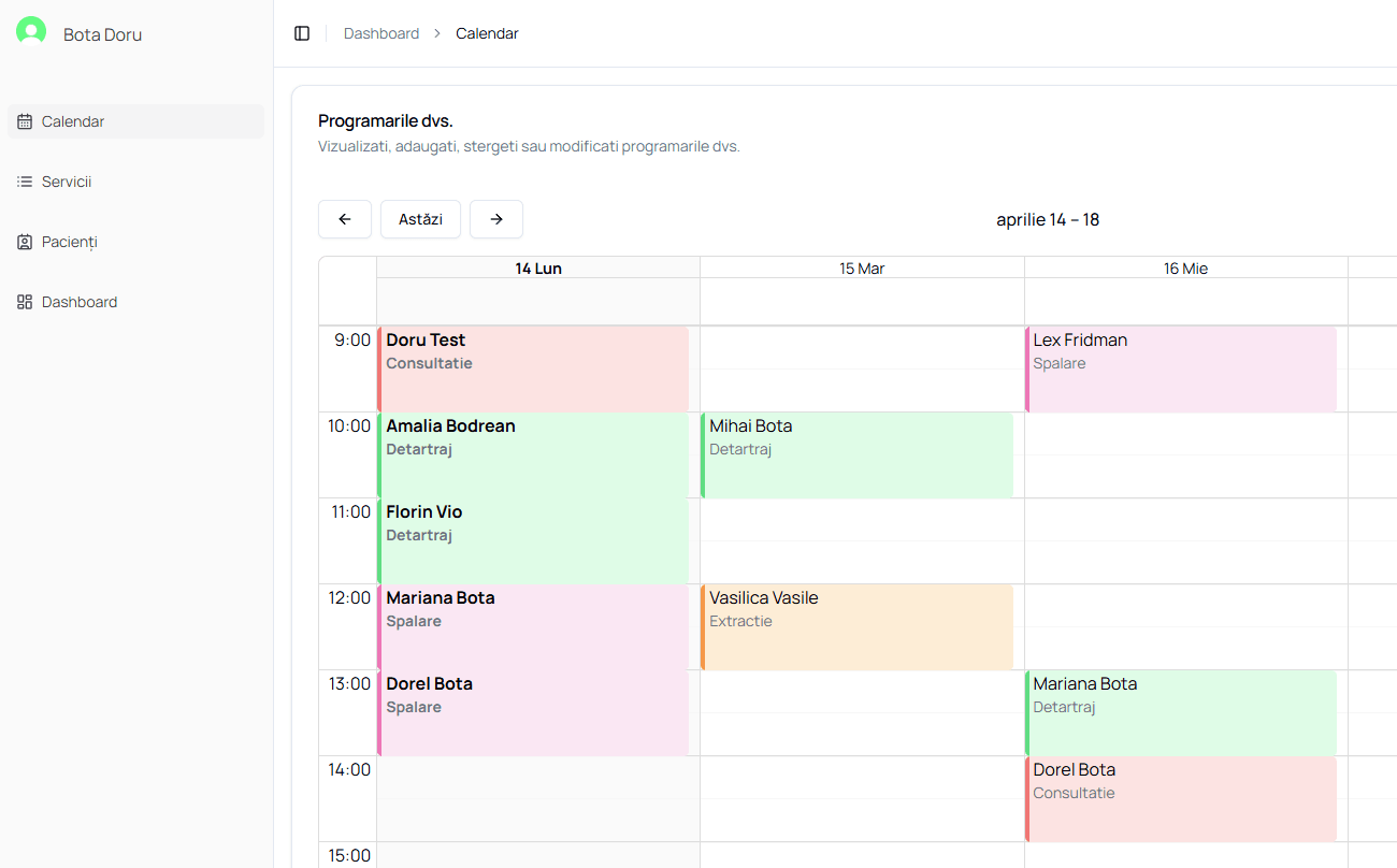 Calendarul clinicii rămâne sursa de adevăr